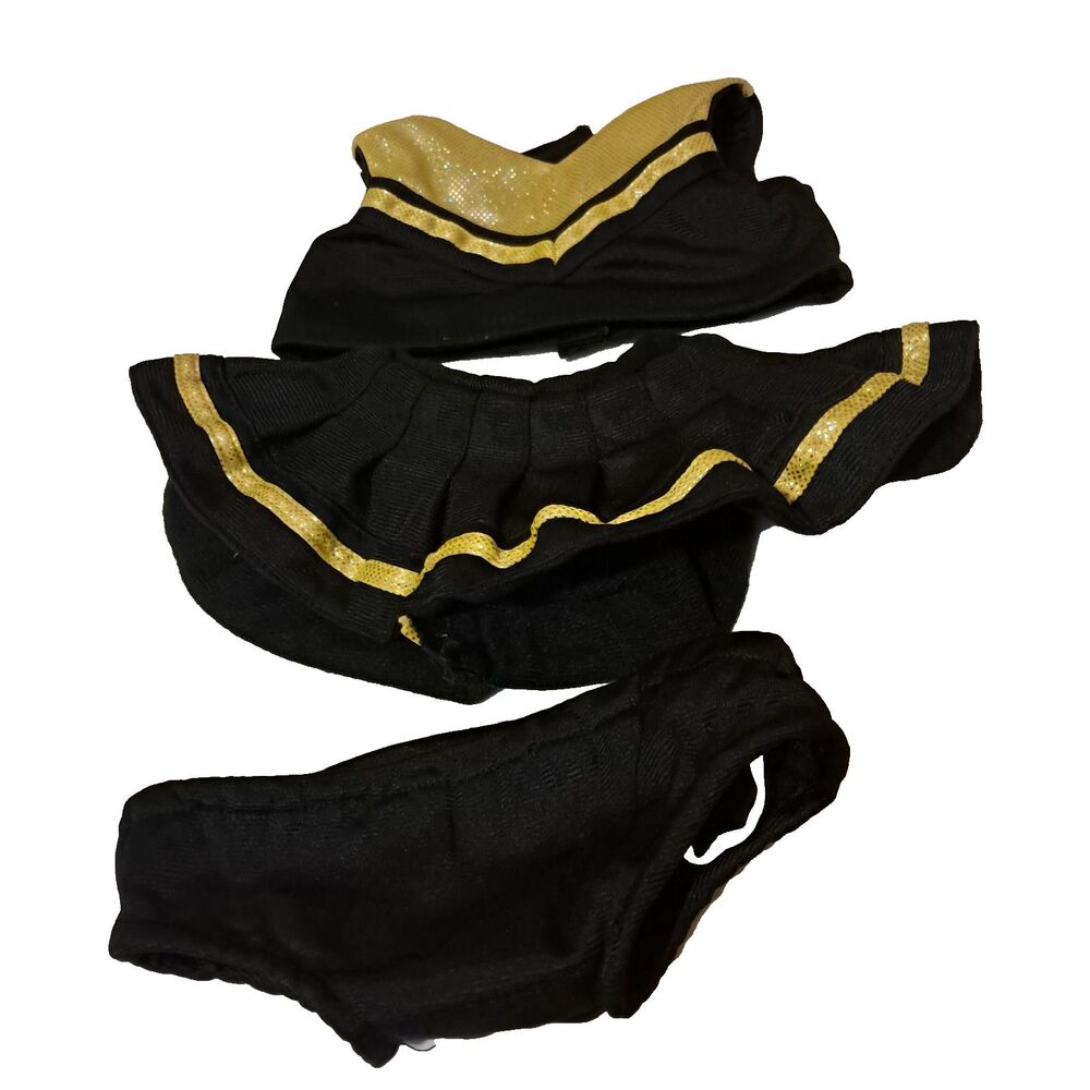 Teddy Mountain Black & Gold Cheerleader Outfit Plush Stuffed Animal Clothing